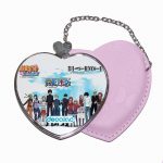 مرآة جيب جلد قلب بتصميم تشابك الأيدي كل الانميات