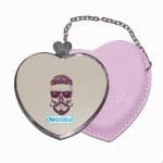 مرآة جيب جلد قلب بتصميم جمجمه انيقه