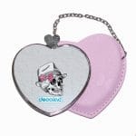 مرآة جيب جلد قلب بتصميم جمجمه بقبعه