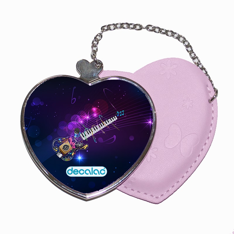 مرآة جيب جلد قلب بتصميم جيتار ومفاتيح بيانو مرآة جيب جلد قلب بتصميم جيتار ومفاتيح بيانو
