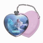 مرآة جيب جلد قلب بتصميم حصان إلسا الثلجي ملكة الثلج