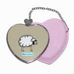 مرآة جيب جلد قلب بتصميم خروف