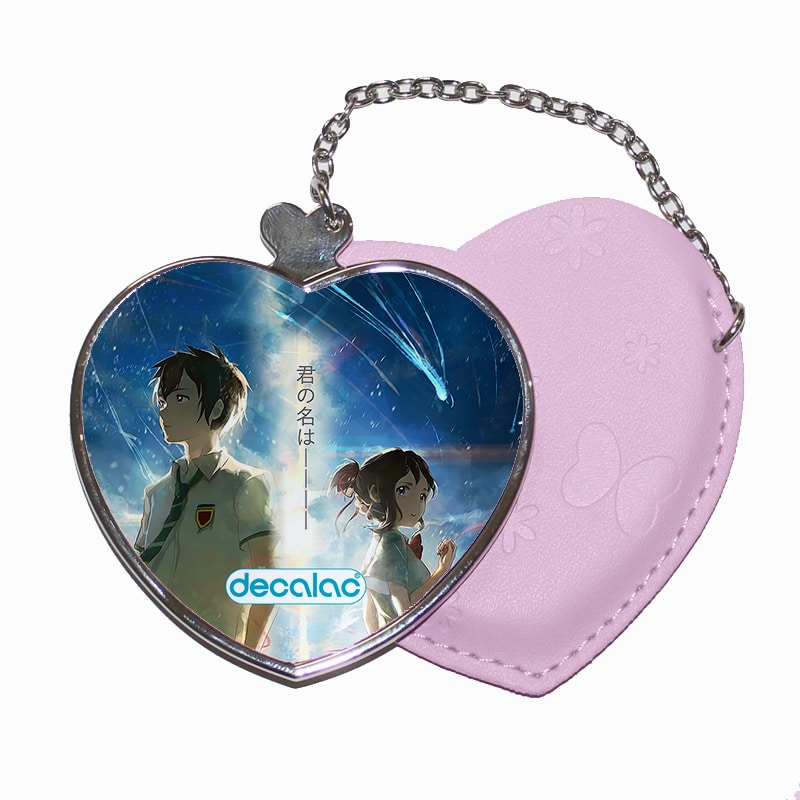 مرآة جيب جلد قلب بتصميم خيوط جمعتنا معا انمي مرآة جيب جلد قلب بتصميم خيوط جمعتنا معا انمي