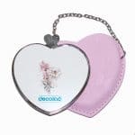 مرآة جيب جلد قلب بتصميم رسمه ورده