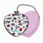 مرآة جيب جلد قلب بتصميم رسومات يابانيه