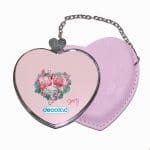 مرآة جيب جلد قلب بتصميم زوجين الحب فلامنغو