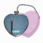 مرآة جيب جلد قلب بتصميم سحاب