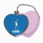 مرآة جيب جلد قلب بتصميم سحليه