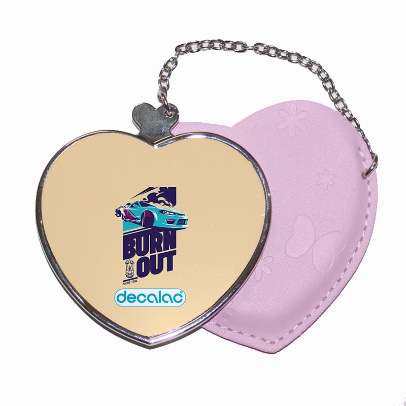 مرآة جيب جلد قلب بتصميم سيارة سباق مرآة جيب جلد قلب بتصميم سيارة سباق