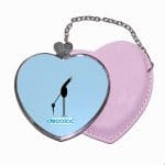 مرآة جيب جلد قلب بتصميم طائر أسود