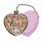 مرآة جيب جلد قلب بتصميم طائر الفلامنجو