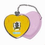 مرآة جيب جلد قلب بتصميم عبارات انجليزية