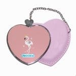 مرآة جيب جلد قلب بتصميم فلامنجو بتاج