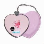 مرآة جيب جلد قلب بتصميم فلامنجو وردي