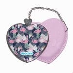 مرآة جيب جلد قلب بتصميم فلامنغو