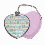 مرآة جيب جلد قلب بتصميم فلامنغو الاستوائية