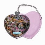 مرآة جيب جلد قلب بتصميم فن تجريدي