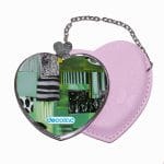 مرآة جيب جلد قلب بتصميم فن تجريدي