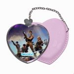 مرآة جيب جلد قلب بتصميم قتال الزومبي فورت نايت