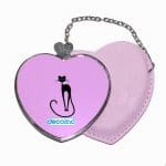 مرآة جيب جلد قلب بتصميم قطه انيقه