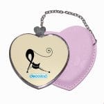 مرآة جيب جلد قلب بتصميم قطه كرتونيه