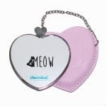 مرآة جيب جلد قلب بتصميم قطه لطيفه