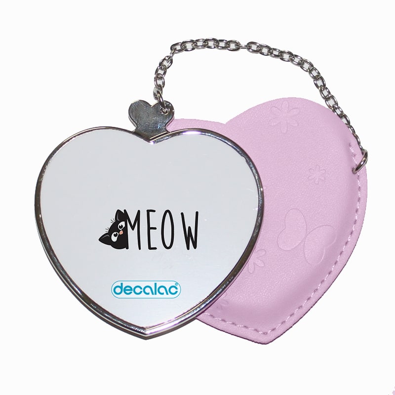 مرآة جيب جلد قلب بتصميم قطه لطيفه مرآة جيب جلد قلب بتصميم قطه لطيفه