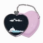 مرآة جيب جلد قلب بتصميم قمر والنجوم