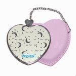 مرآة جيب جلد قلب بتصميم قمر ونجوم