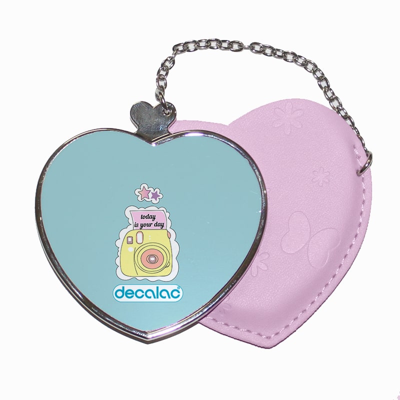مرآة جيب جلد قلب بتصميم كرتون كاميرا مرآة جيب جلد قلب بتصميم كرتون كاميرا