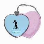 مرآة جيب جلد قلب بتصميم كلب كرتوني