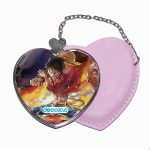 مرآة جيب جلد قلب بتصميم لوفي سابو إيس ون بيس