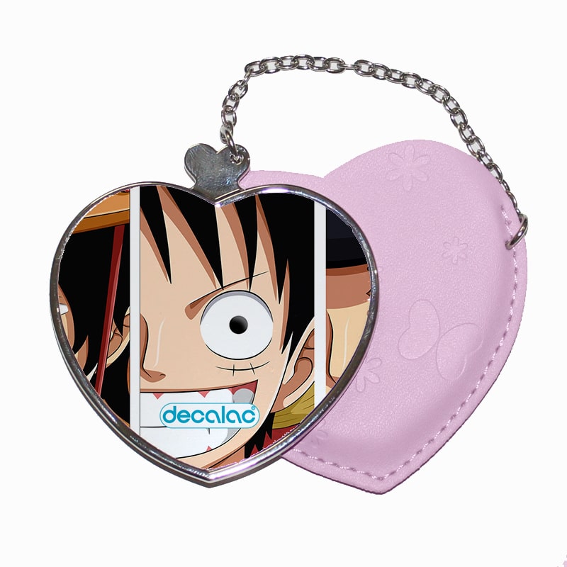 مرآة جيب جلد قلب بتصميم لوفي وشقيقاه ون بيس مرآة جيب جلد قلب بتصميم لوفي وشقيقاه ون بيس