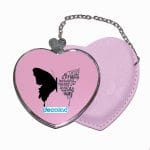 مرآة جيب جلد قلب بتصميم نصف فراشة