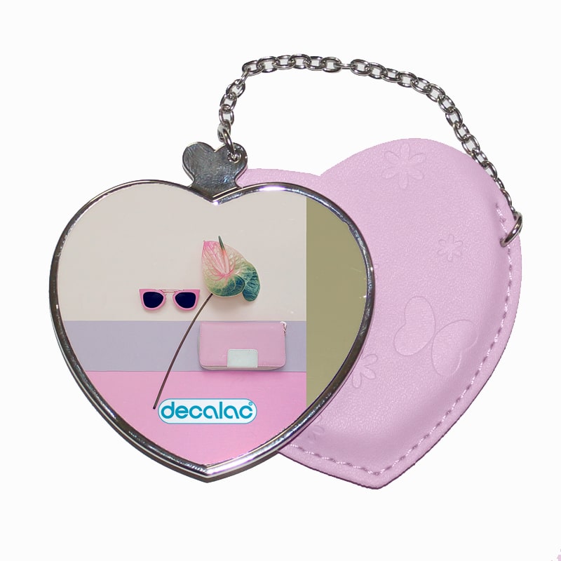 مرآة جيب جلد قلب بتصميم ورد مميز مرآة جيب جلد قلب بتصميم ورد مميز