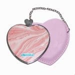 مرآة جيب جلد قلب بتصميم وردي