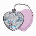مرآة جيب جلد قلب بتصميم ورود وفراشات