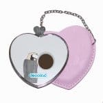 مرآة جيب جلد قلب بتصميم وقت القهوة