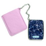 مرآة جيب جلد مستطيلة بتصميم أزرق وأبيض