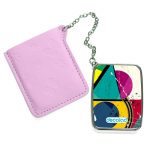 مرآة جيب جلد مستطيلة بتصميم اشكال هندسيه