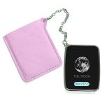 مرآة جيب جلد مستطيلة بتصميم اكتمال القمر