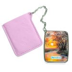 مرآة جيب جلد مستطيلة بتصميم انعكاس الغروب