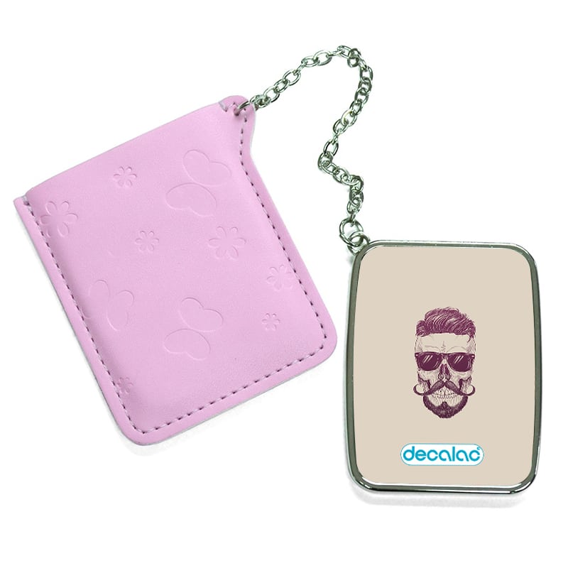 مرآة جيب جلد مستطيلة بتصميم جمجمه انيقه مرآة جيب جلد مستطيلة بتصميم جمجمه انيقه