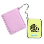 مرآة جيب جلد مستطيلة بتصميم حلزون