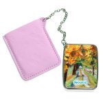 مرآة جيب جلد مستطيلة بتصميم رسم الطبيعه