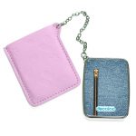 مرآة جيب جلد مستطيلة بتصميم سحاب