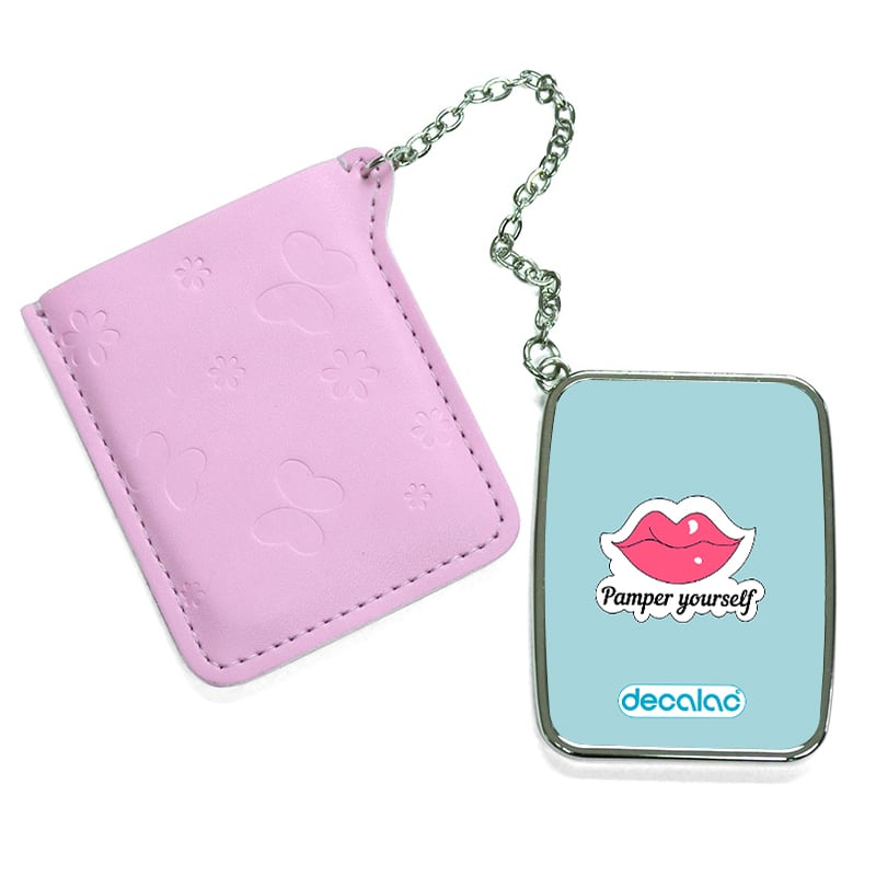 مرآة جيب جلد مستطيلة بتصميم شفاه جذابه مرآة جيب جلد مستطيلة بتصميم شفاه جذابه