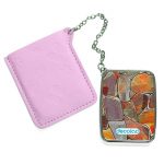 مرآة جيب جلد مستطيلة بتصميم صخور ملونه