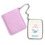 مرآة جيب جلد مستطيلة بتصميم طائر الفلامنجو