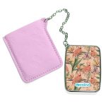 مرآة جيب جلد مستطيلة بتصميم طائر الفلامنجو